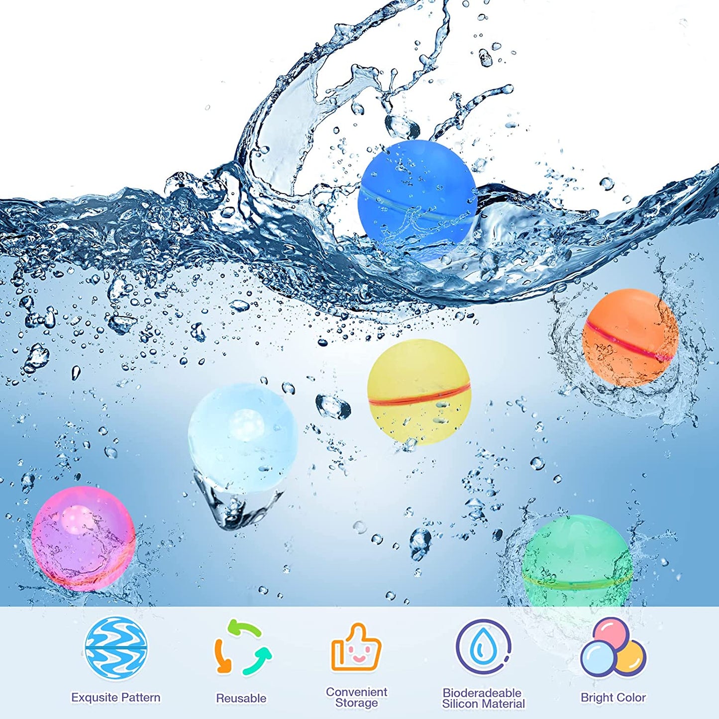 Reusable Magnetic Water Bombs (Pack of 12) | Self-Sealing Water Balloons for Summer Fun