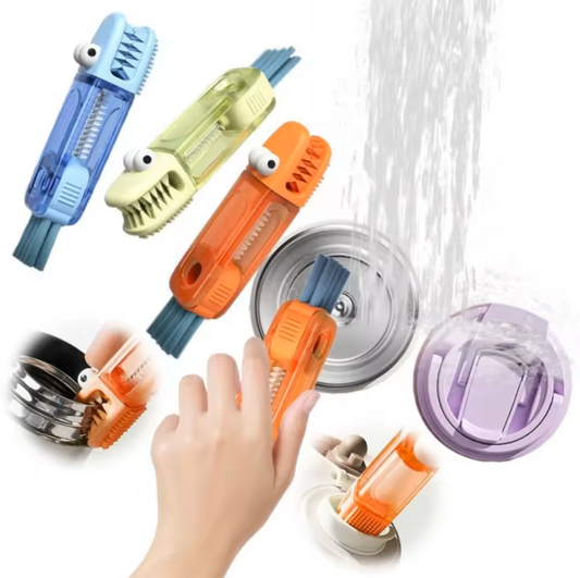 3-in-1 Crocodile Bottle Cleaning Brush | Crevice, Lid & Straw Cleaning Tool