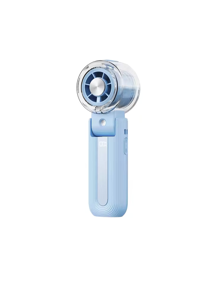 Portable Mini Fan with Ice Cooling & Mist Spray | USB Rechargeable Handheld Fan