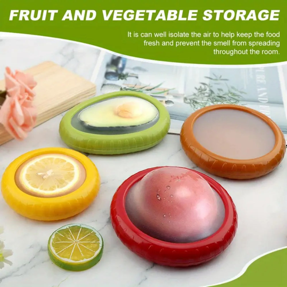 Reusable Fruit & Vegetable Savers – Food Safe Silicone Keep Fresh Covers (4 Piece Set)