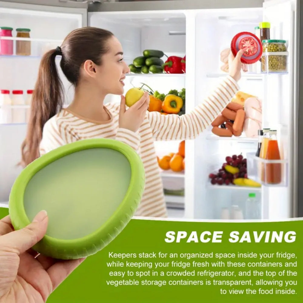 Reusable Fruit & Vegetable Savers – Food Safe Silicone Keep Fresh Covers (4 Piece Set)