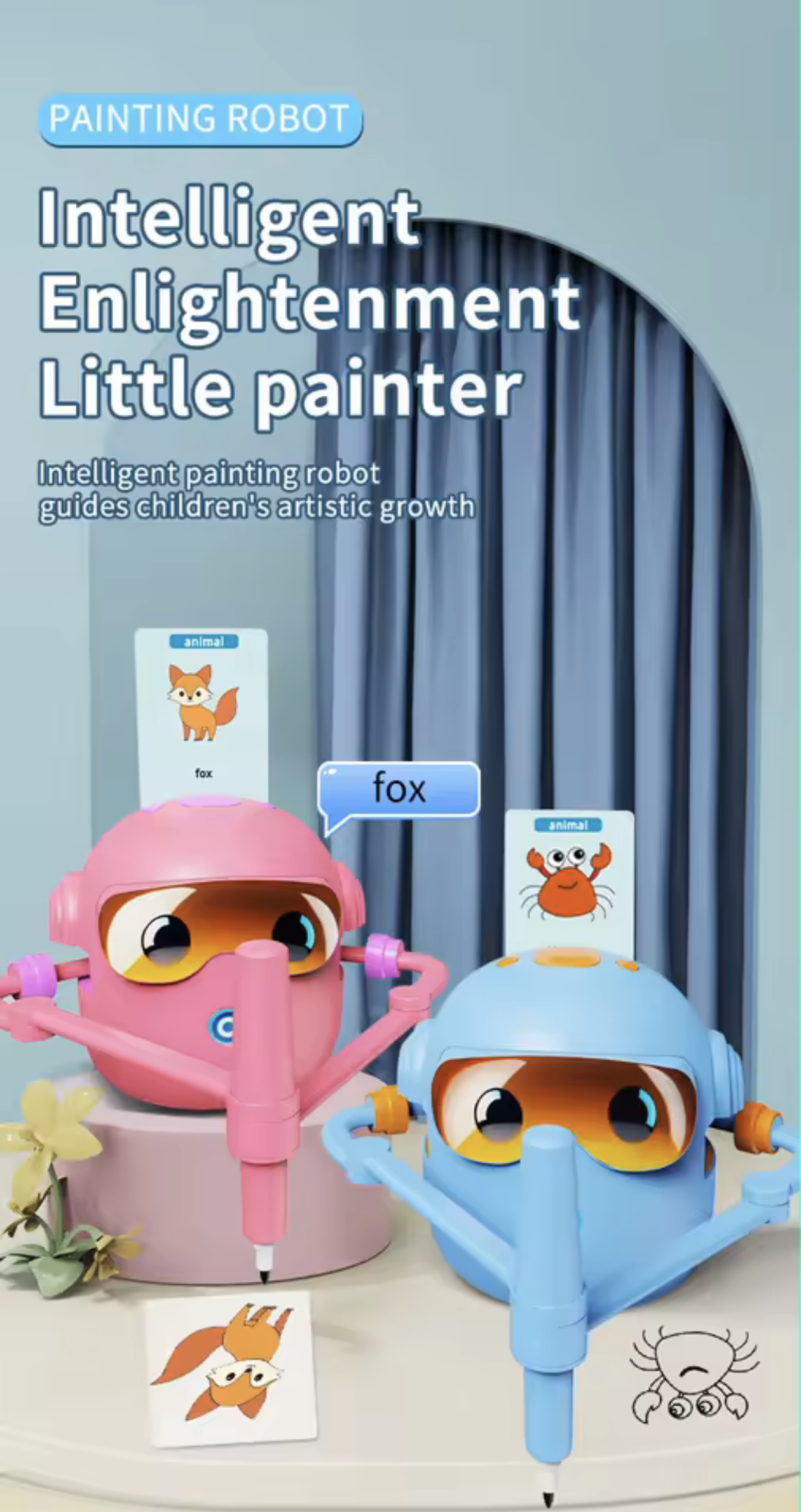 Kids Drawing Robot | Interactive Step-by-Step Drawing Robot with 100 Cards & Voice Guidance
