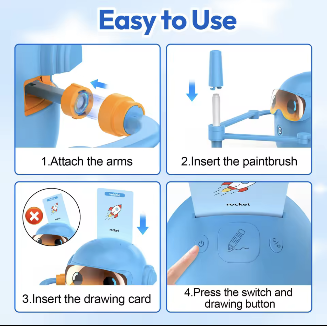 Kids Drawing Robot | Interactive Step-by-Step Drawing Robot with 100 Cards & Voice Guidance